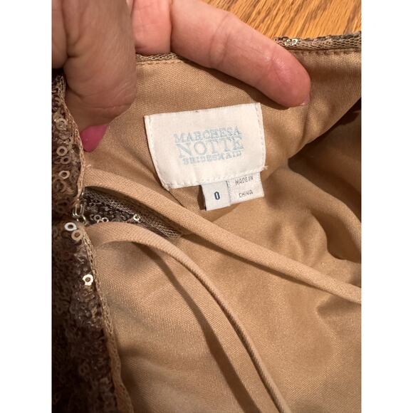 Marchesa Notte prom gold sequin-embellished floor-length gown size 0 - Picture 14 of 15